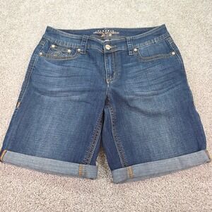 Melissa McCarthy Seven7 Womens Denim‎ Shorts Blue Cuffed Mid Rise Size 14W